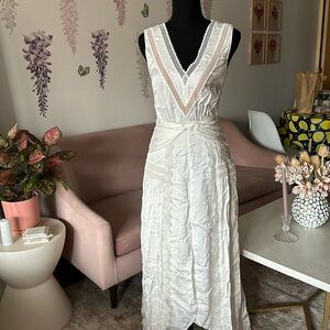 Self portrait white maxi dress with lace details
